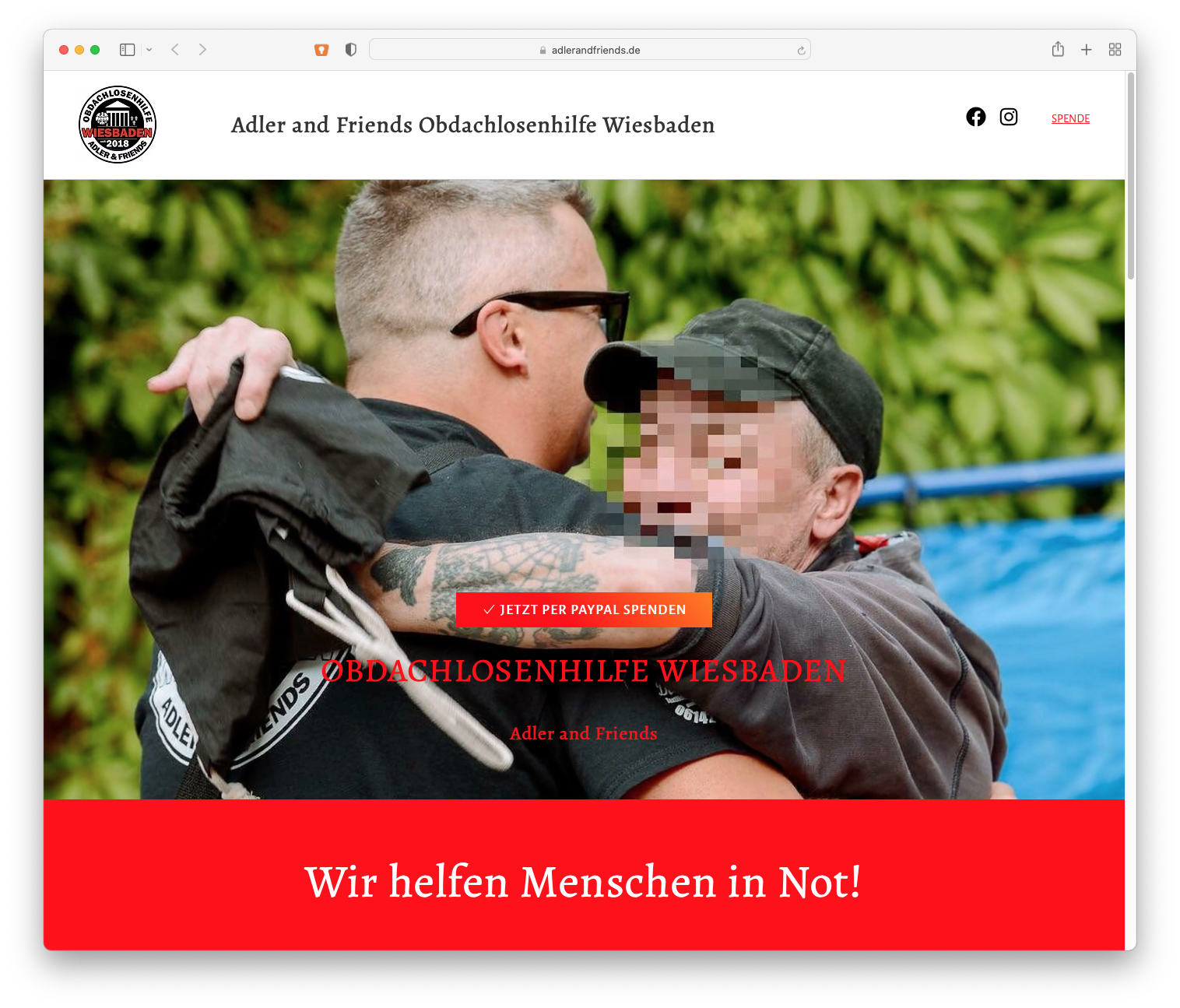 Screenshot der Adler and Friends Website