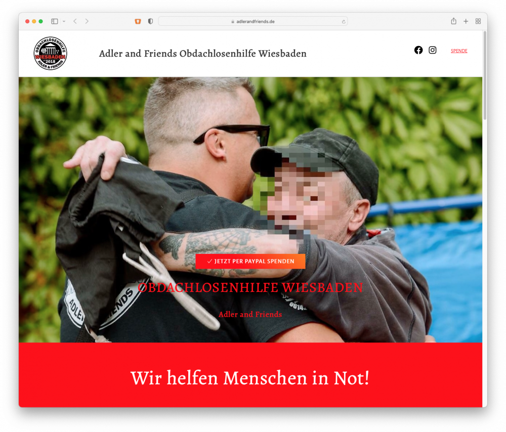 Screenshot der Adler and Friends Website